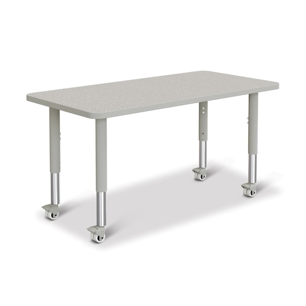 Jonti-Craft Berries Rectangle Activity Table, 24 in. x 48 in., Mobile, Freckled Gray/Gray/Gray 6403JCM000 - main